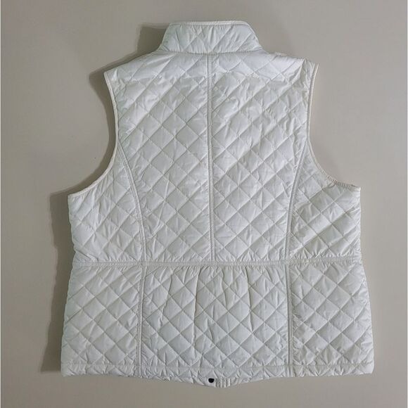 Talbots Ivory Quilted Fleece Lined White Zip Front Vest - Picture 12 of 13